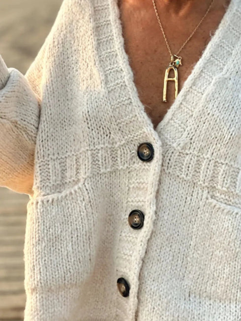 'Lottie' V-Neck Button Up Cardigan - Celes Fashion